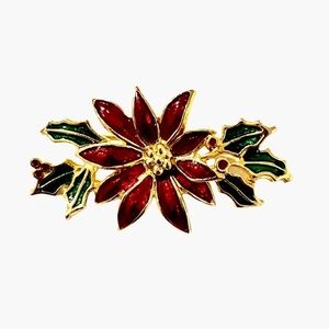 Vintage Christmas Poinsettia Brooch